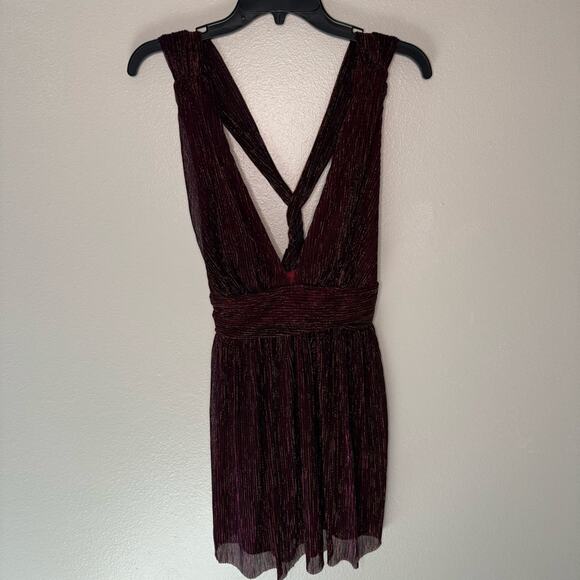 Lulus Ailey Magenta and Black Mini Dress Twist Back Skater Dress Women's Small - Picture 12 of 13